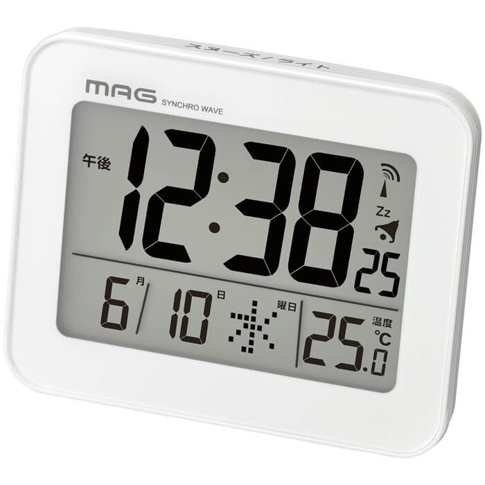 MAG 手のひらサイズの電波時計 MAG電波目覚まし時計 ファルマン (ホワイト)