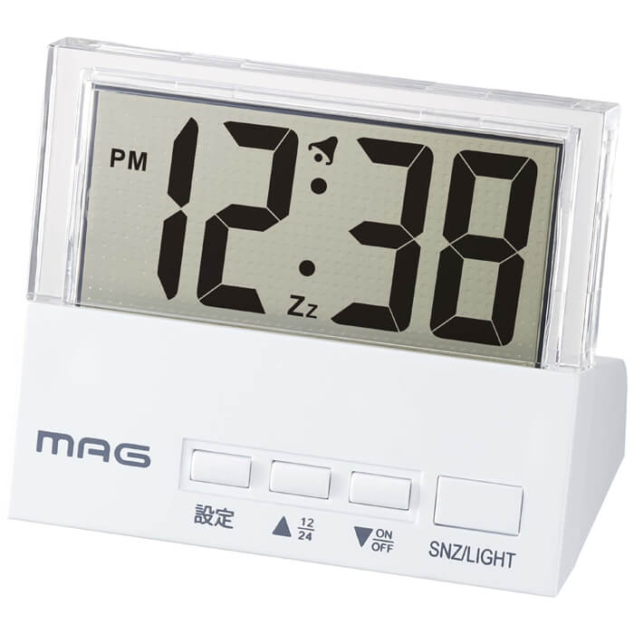 MAG 手のひらサイズのデジタル時計 MAG目覚まし時計 クリアタイム (ホワイト)