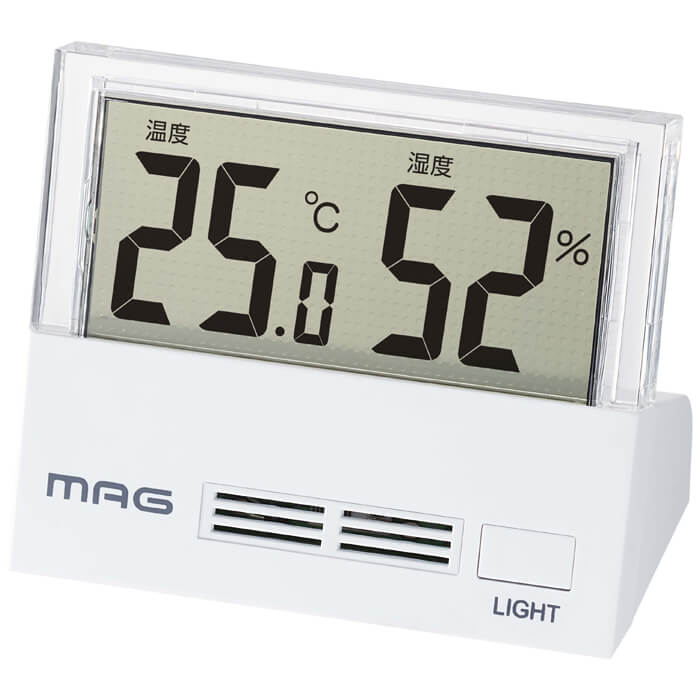 MAG 手のひらサイズの温度湿度計 MAGデジタル温度湿度計 シースルー (ホワイト)